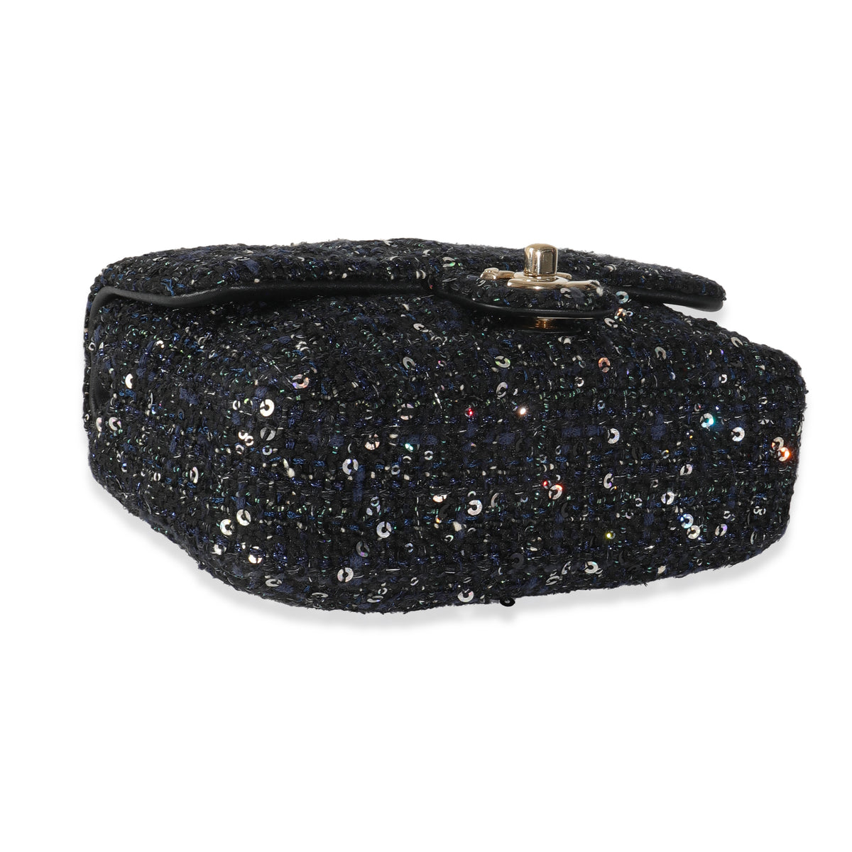 Black Ecru Tweed Mini Pearl Handle Flap Bag