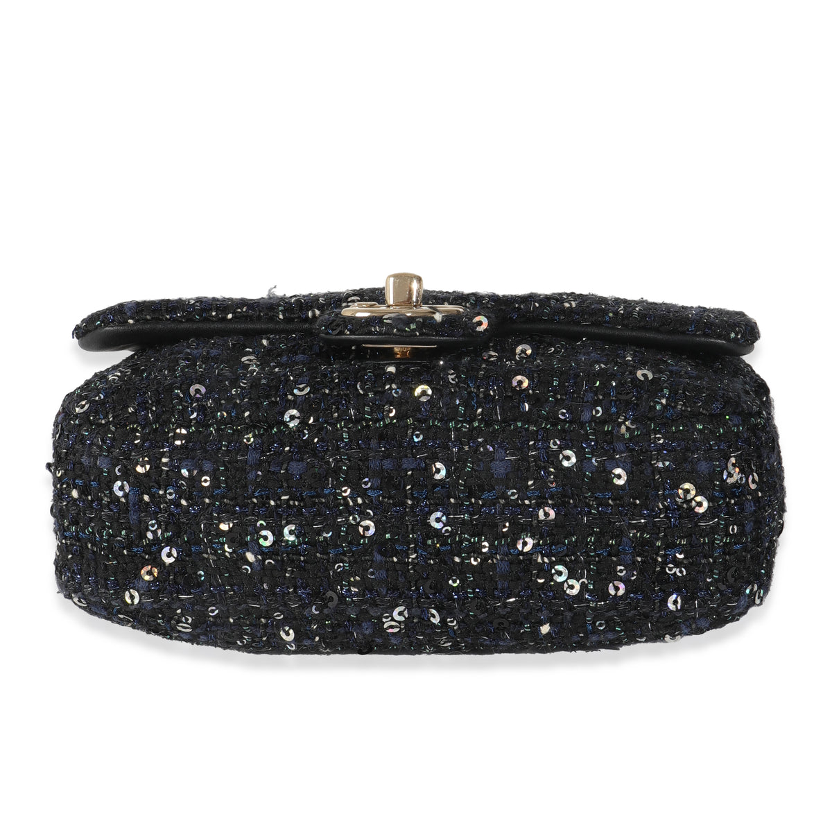 Black Ecru Tweed Mini Pearl Handle Flap Bag