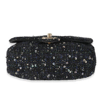 Black Ecru Tweed Mini Pearl Handle Flap Bag