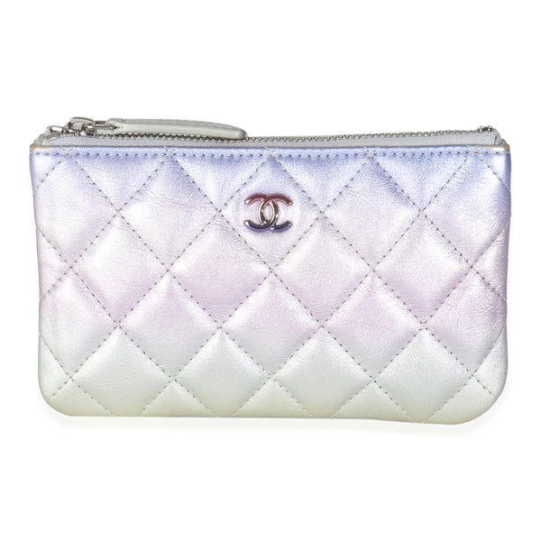 Gradient Metallic Quilted Calfskin Small Cosmetic Pouch