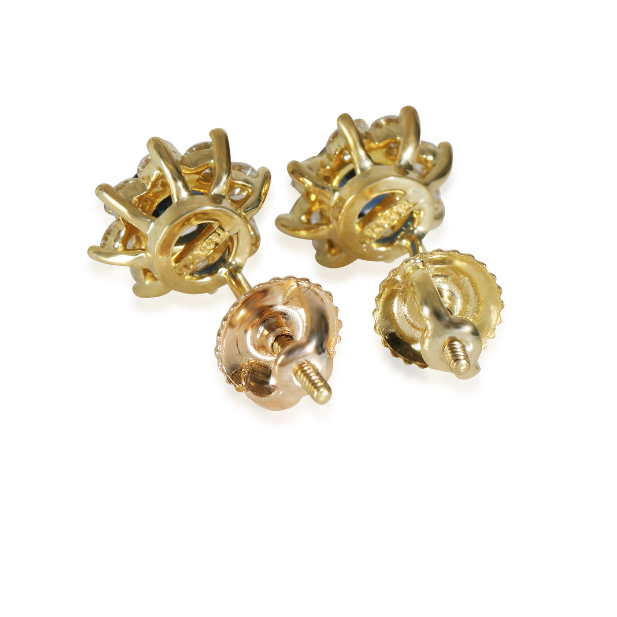 Vintage Sapphire Diamond Earrings in 18k Yellow Gold 0.48 CTW