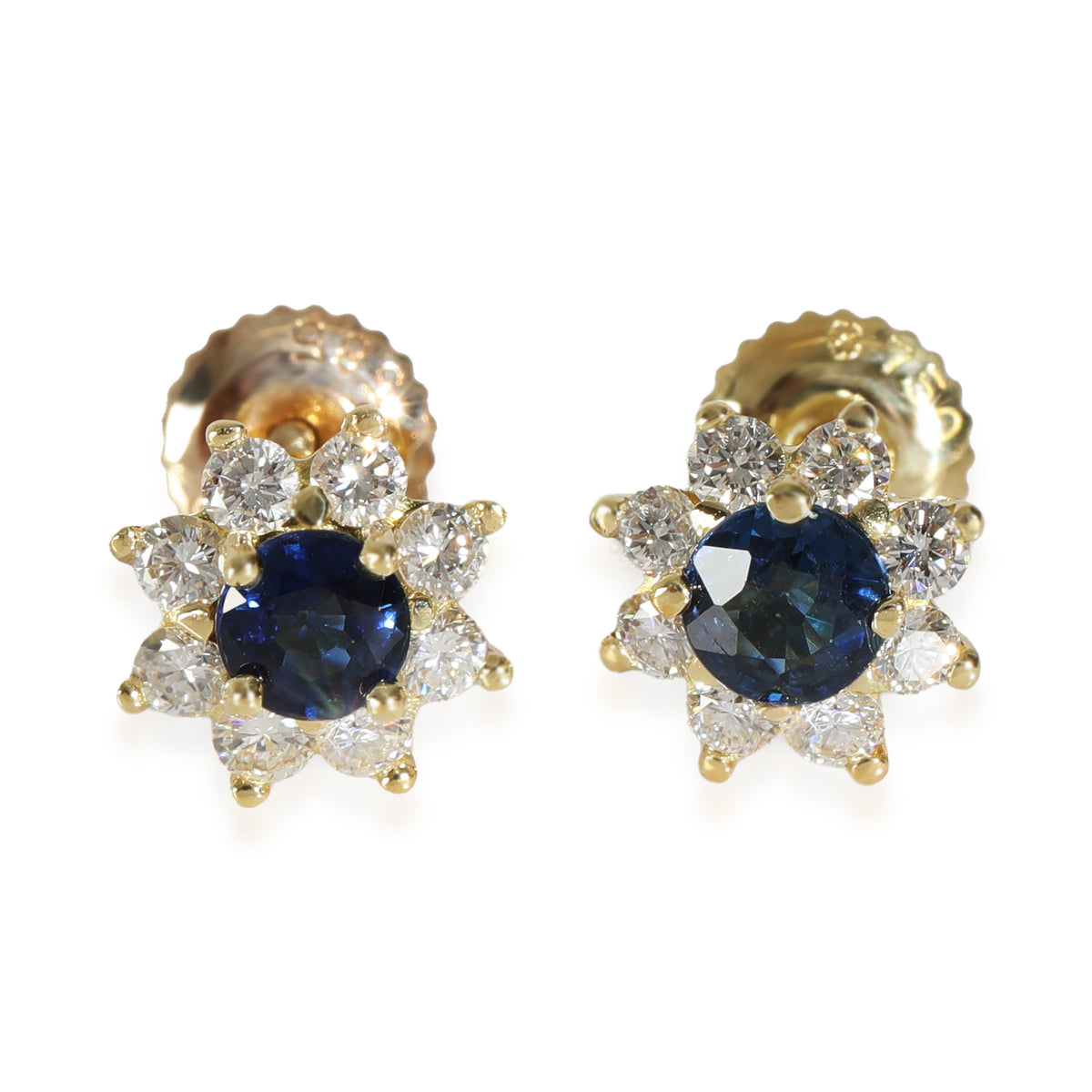 Vintage Sapphire Diamond Earrings in 18k Yellow Gold 0.48 CTW