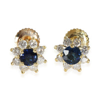 Vintage Sapphire Diamond Earrings in 18k Yellow Gold 0.48 CTW