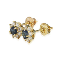 Vintage Sapphire Diamond Earrings in 18k Yellow Gold 0.48 CTW