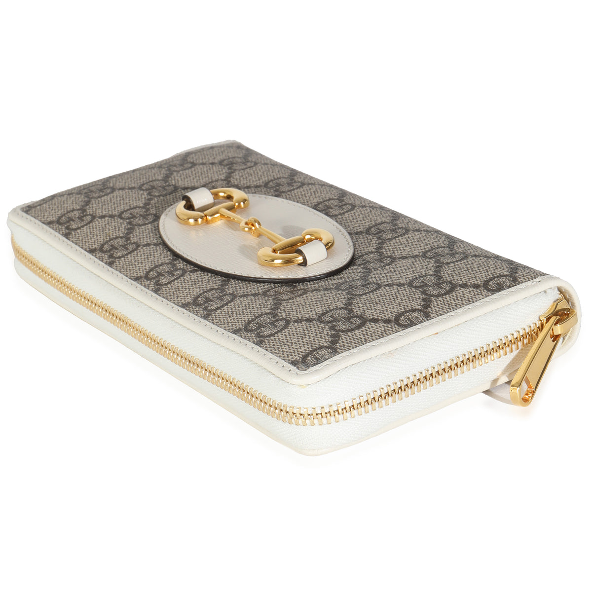 White GG Supreme Canvas Horsebit 1955 Zip Around Wallet