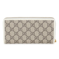 White GG Supreme Canvas Horsebit 1955 Zip Around Wallet