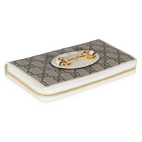 White GG Supreme Canvas Horsebit 1955 Zip Around Wallet