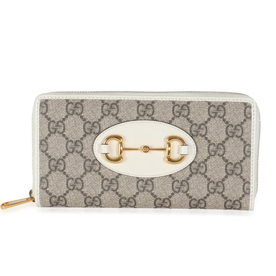 White GG Supreme Canvas Horsebit 1955 Zip Around Wallet