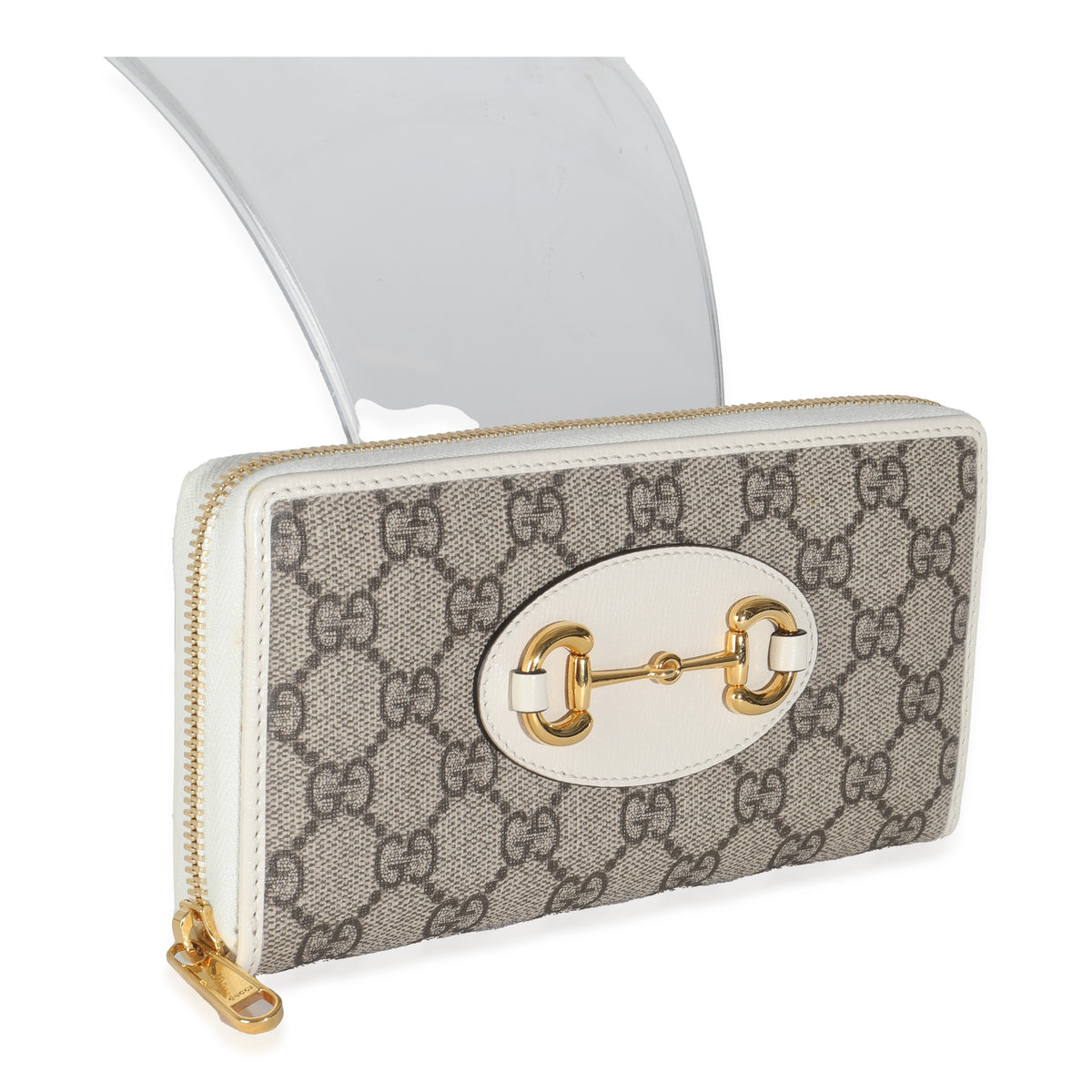 White GG Supreme Canvas Horsebit 1955 Zip Around Wallet