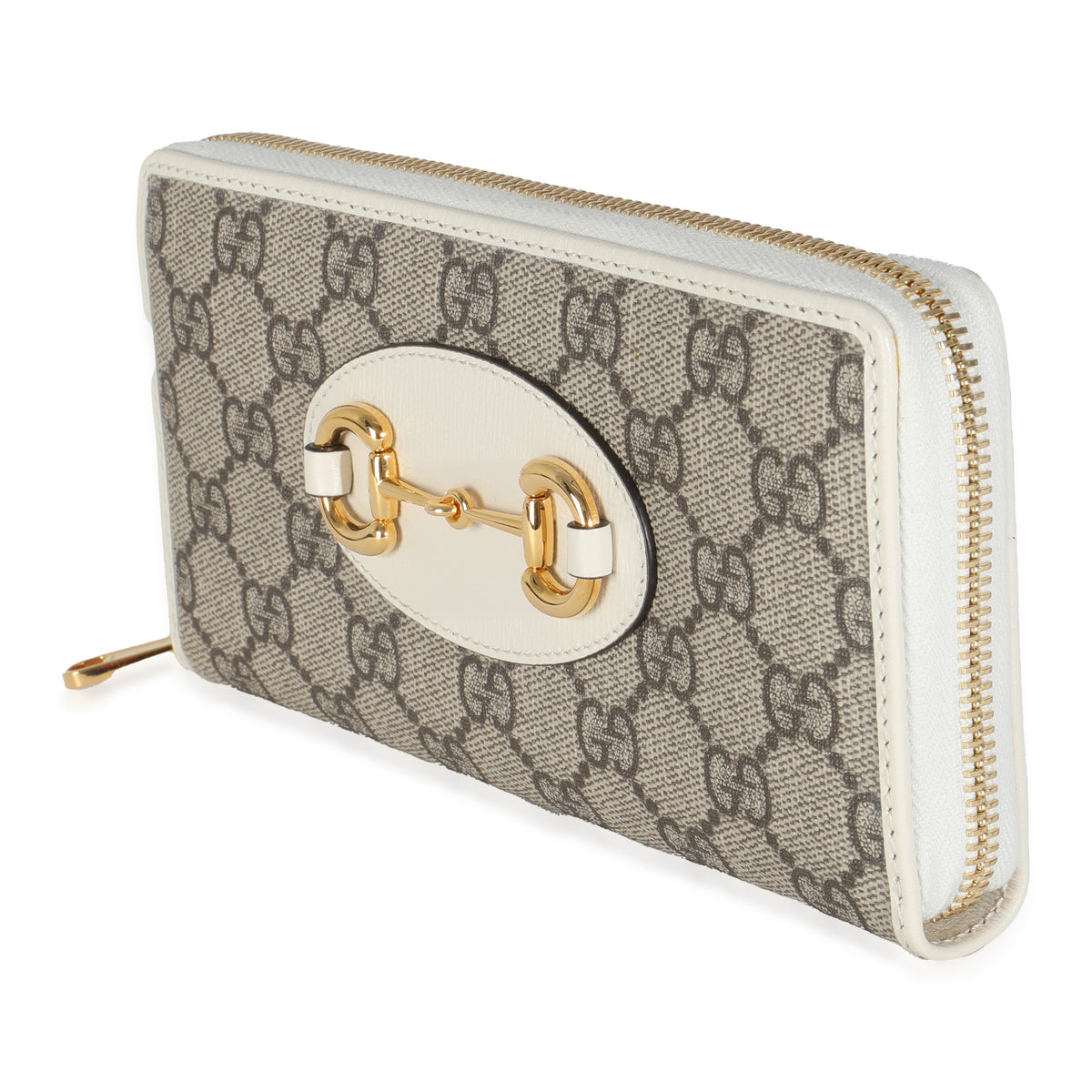 White GG Supreme Canvas Horsebit 1955 Zip Around Wallet