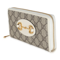 White GG Supreme Canvas Horsebit 1955 Zip Around Wallet