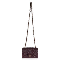 Dark Purple Quilted Lambskin Mini Rectangular Flap Bag