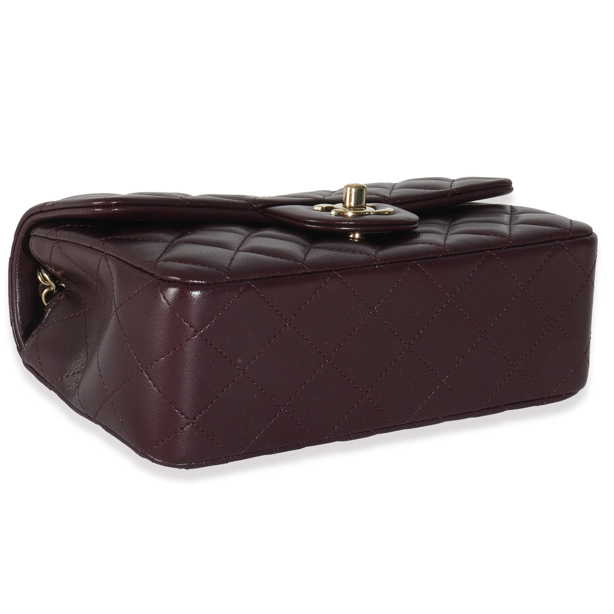 Dark Purple Quilted Lambskin Mini Rectangular Flap Bag