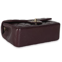 Dark Purple Quilted Lambskin Mini Rectangular Flap Bag