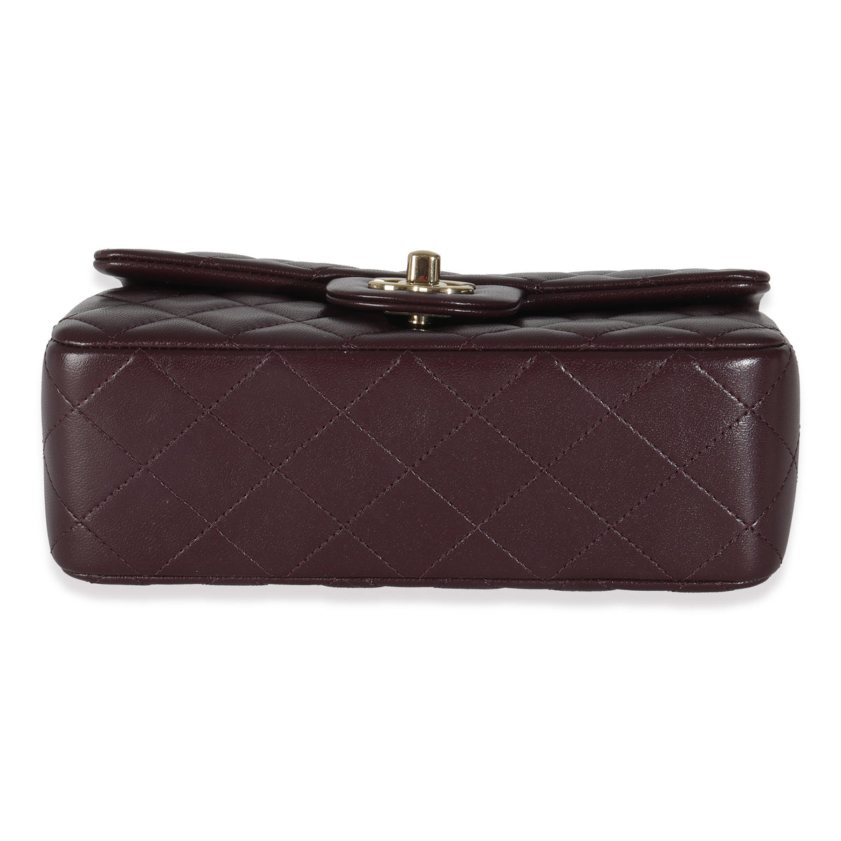 Dark Purple Quilted Lambskin Mini Rectangular Flap Bag