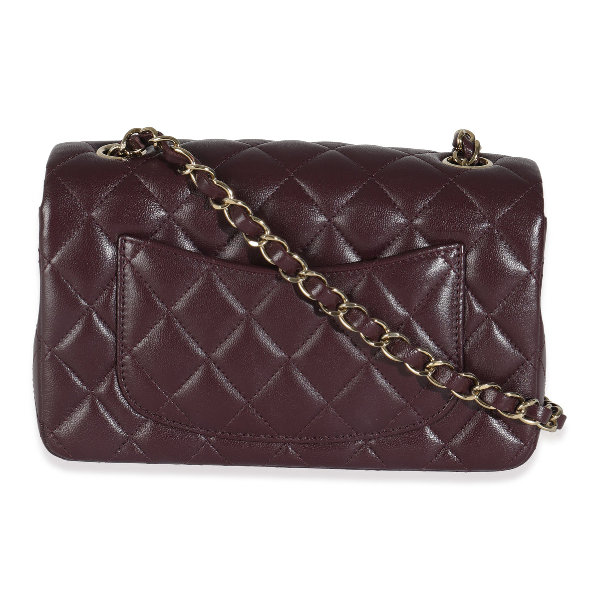 Dark Purple Quilted Lambskin Mini Rectangular Flap Bag