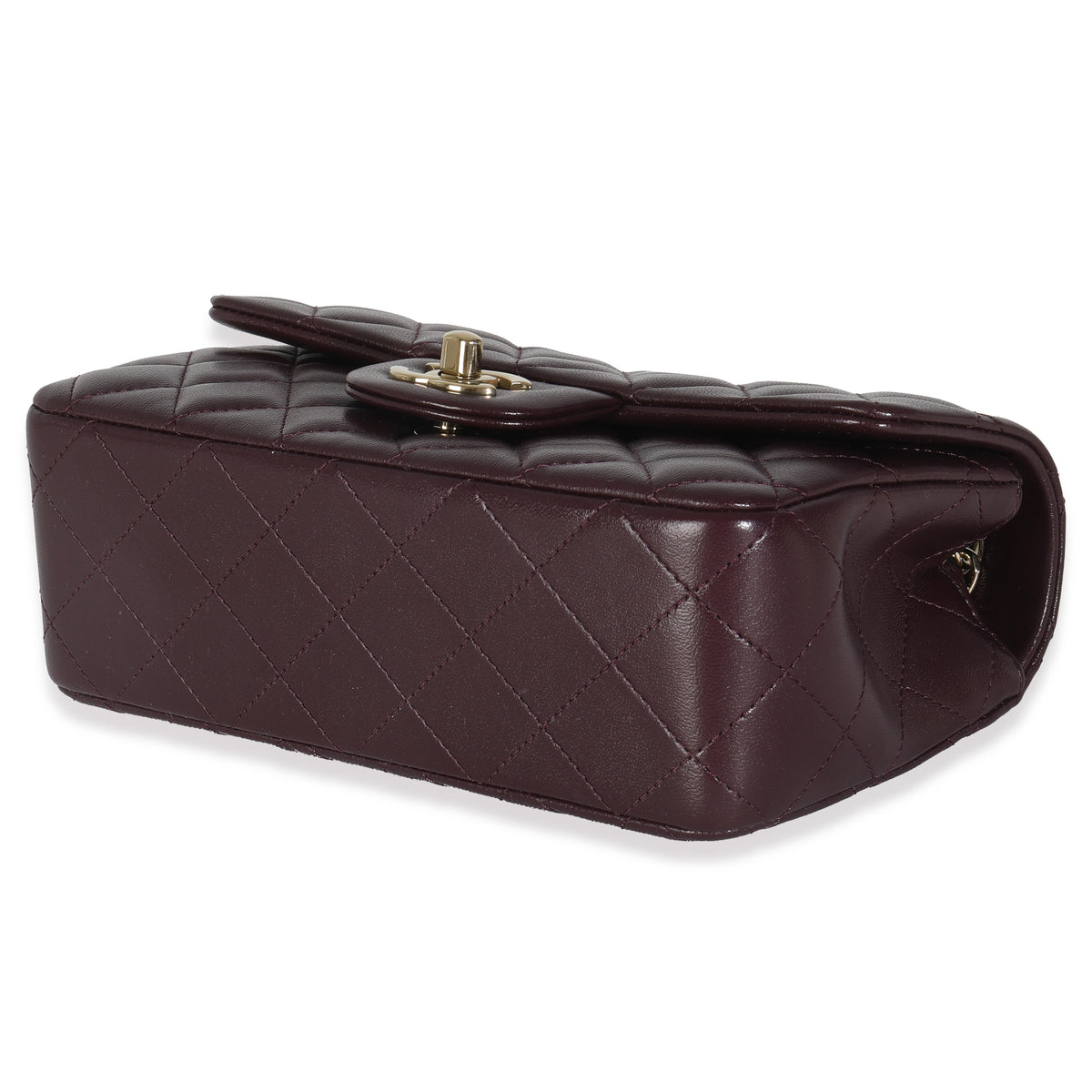 Dark Purple Quilted Lambskin Mini Rectangular Flap Bag