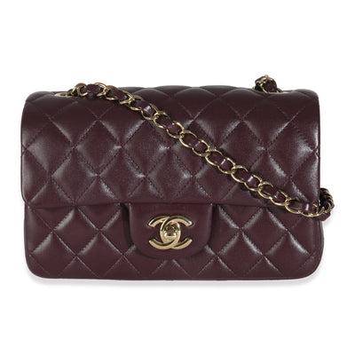 Dark Purple Quilted Lambskin Mini Rectangular Flap Bag