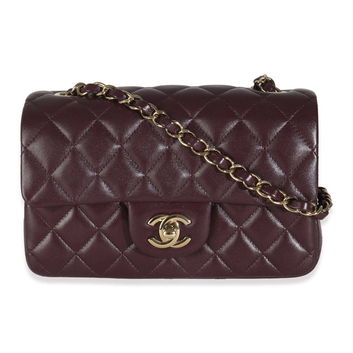 Dark Purple Quilted Lambskin Mini Rectangular Flap Bag