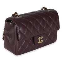 Dark Purple Quilted Lambskin Mini Rectangular Flap Bag
