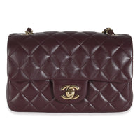 Dark Purple Quilted Lambskin Mini Rectangular Flap Bag