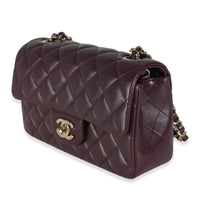 Dark Purple Quilted Lambskin Mini Rectangular Flap Bag
