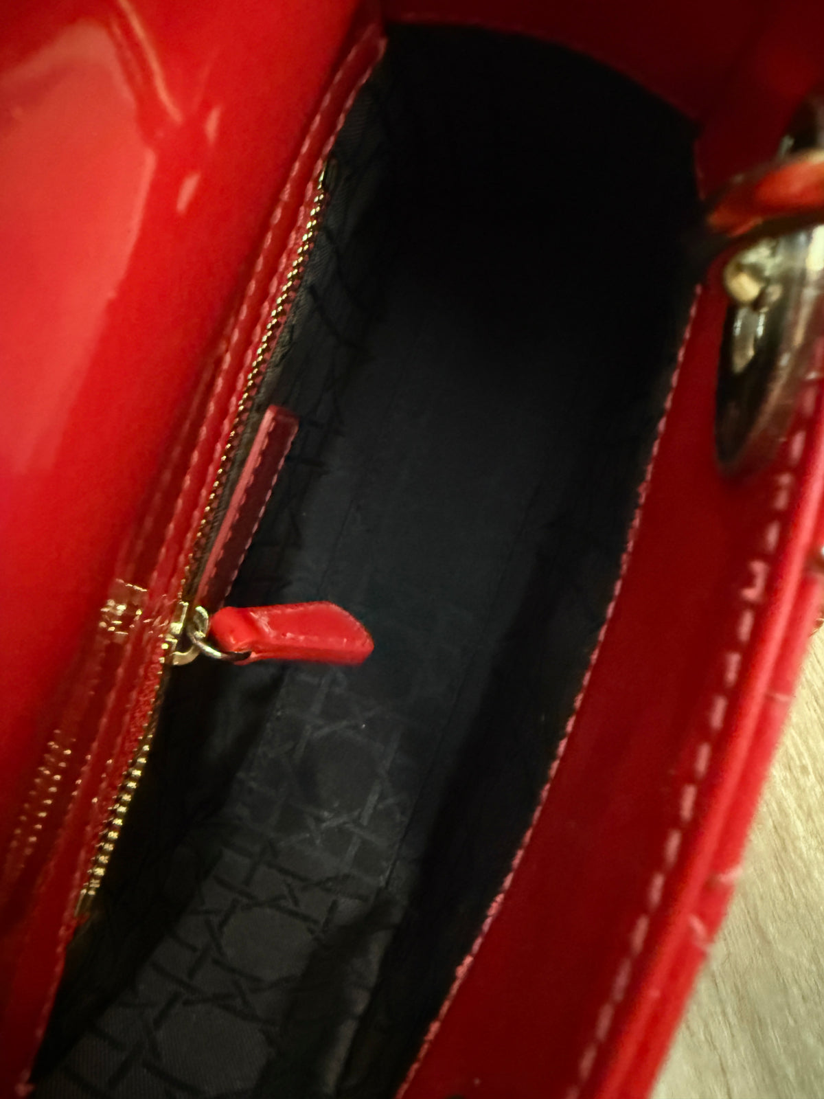 Red Patent Cannage Mini Lady Dior