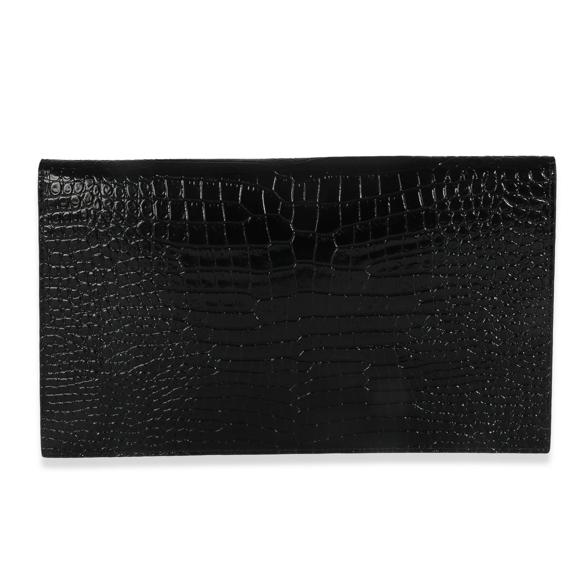 Black Croc Embossed Calfskin Uptown Clutch