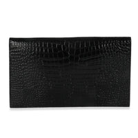 Black Croc Embossed Calfskin Uptown Clutch