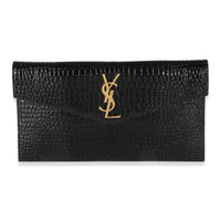 Black Croc Embossed Calfskin Uptown Clutch