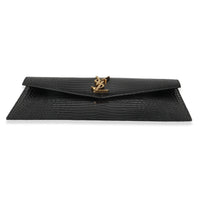 Black Croc Embossed Calfskin Uptown Clutch
