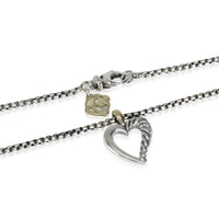 Yellow Gold & Sterling Silver  Cable Heart Pendant