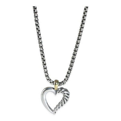 Yellow Gold & Sterling Silver  Cable Heart Pendant
