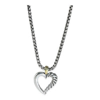Yellow Gold & Sterling Silver  Cable Heart Pendant