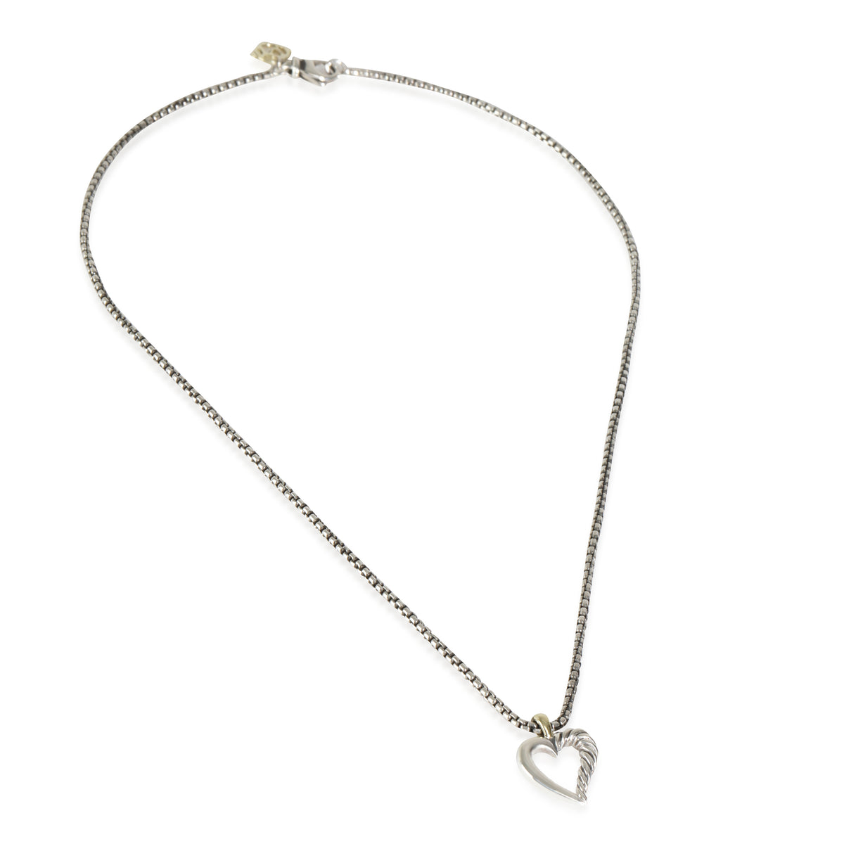 Yellow Gold & Sterling Silver  Cable Heart Pendant