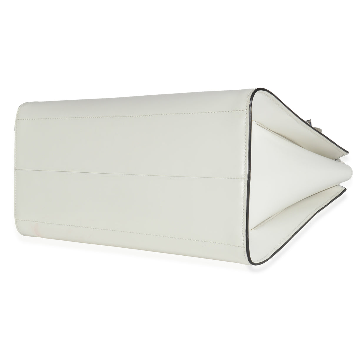 White Spazzolato Trapeze Logo Plaque Tote