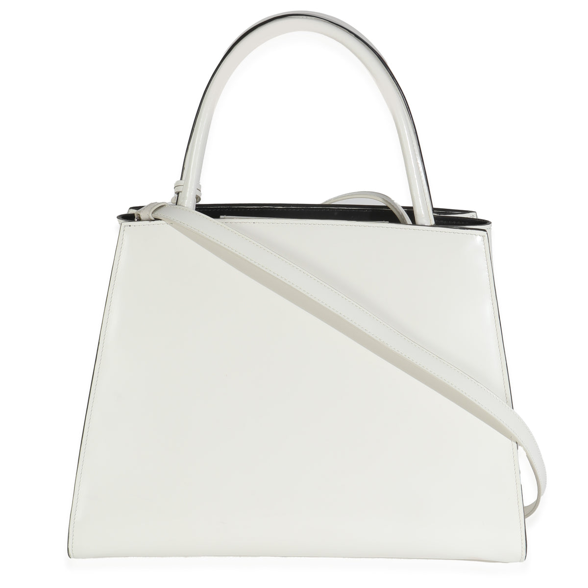 White Spazzolato Trapeze Logo Plaque Tote