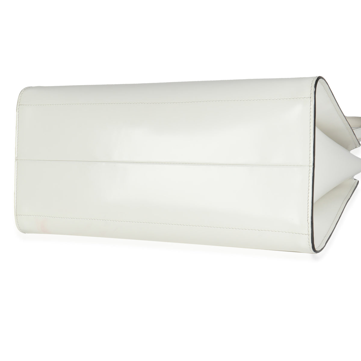 White Spazzolato Trapeze Logo Plaque Tote