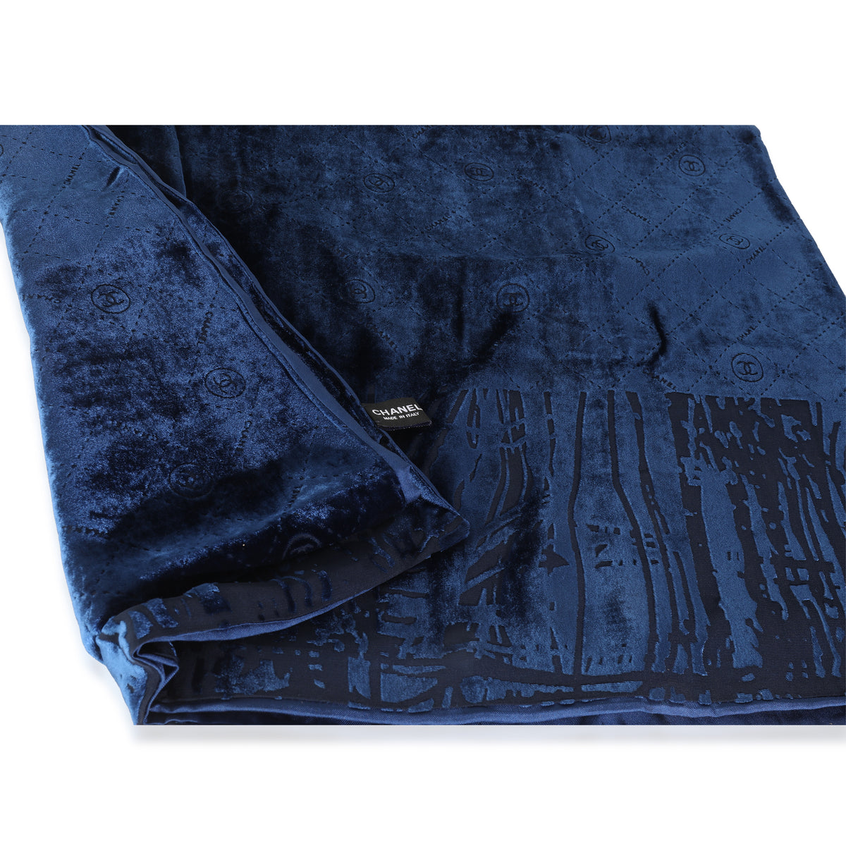 18A Dark Navy Velvet CC Logo Stole