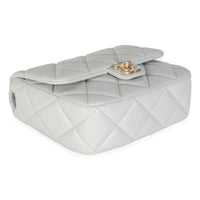 Light Blue Quilted Lambskin Jeweled Charm Me Square Flap Bag