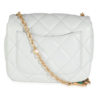 Light Blue Quilted Lambskin Jeweled Charm Me Square Flap Bag