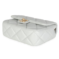 Light Blue Quilted Lambskin Jeweled Charm Me Square Flap Bag