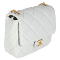 Light Blue Quilted Lambskin Jeweled Charm Me Square Flap Bag