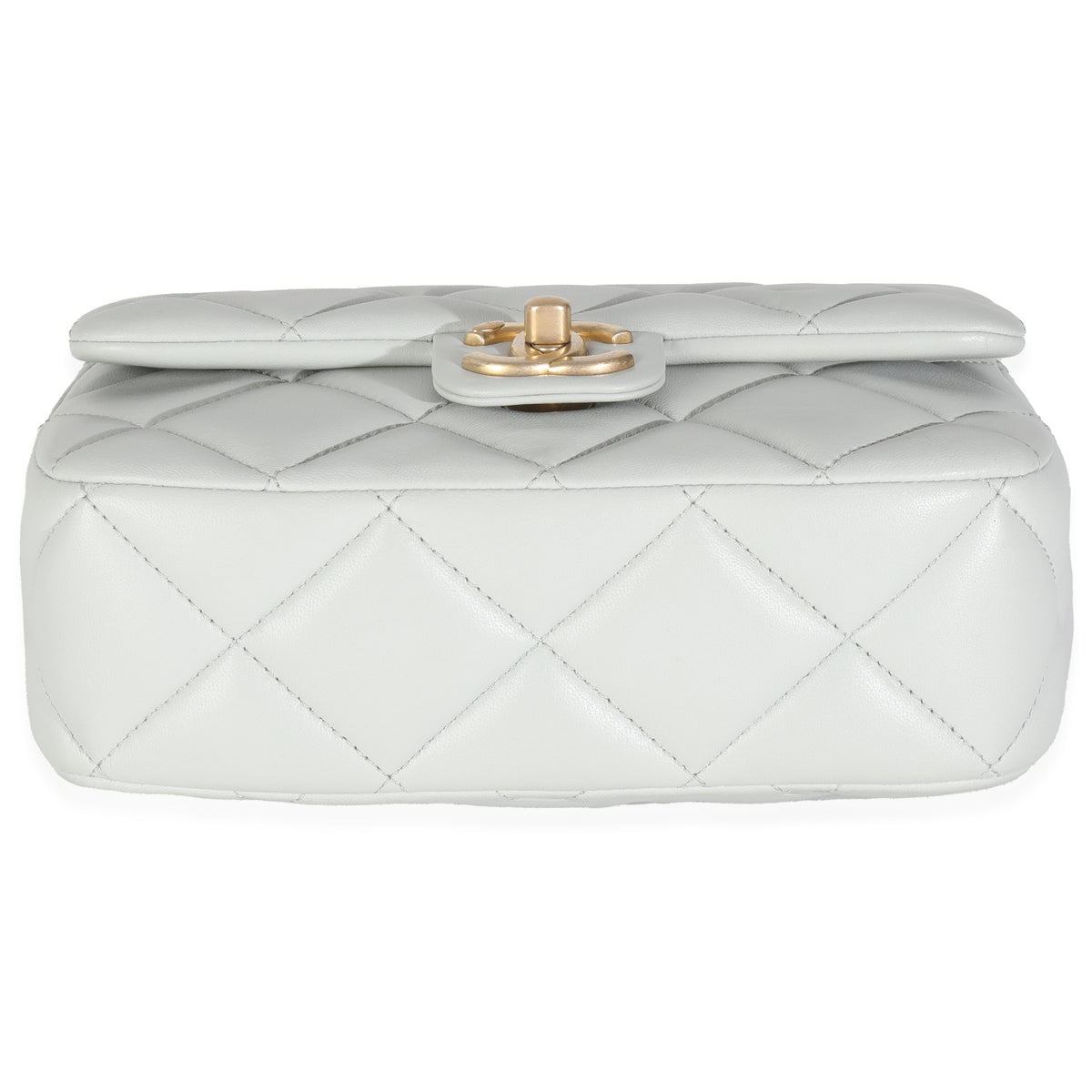 Light Blue Quilted Lambskin Jeweled Charm Me Square Flap Bag