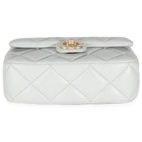 Light Blue Quilted Lambskin Jeweled Charm Me Square Flap Bag