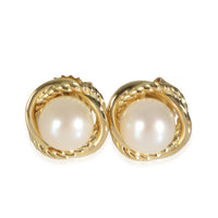 Crossover Pearl Earrings in 18k Yellow Gold