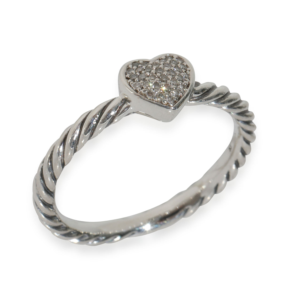 Sterling Silver Diamond Cable Collectible Ring