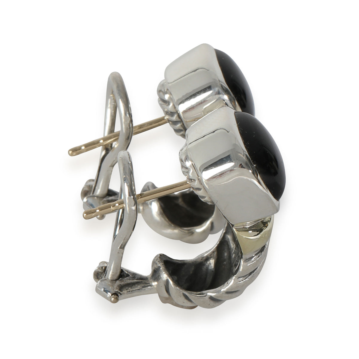 Shrimp Onyx Earrings in 14k Yellow Gold/Sterling Silver