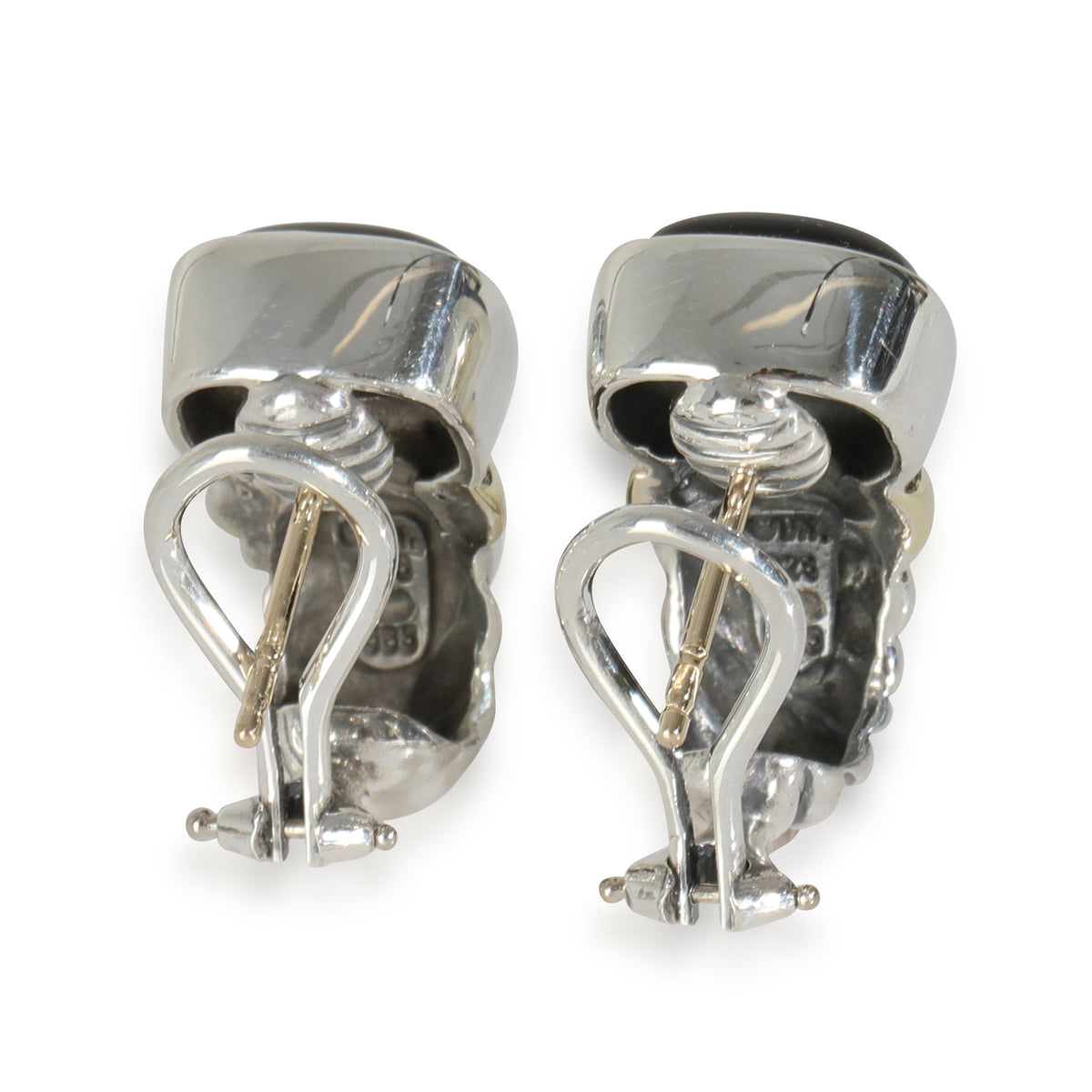 Shrimp Onyx Earrings in 14k Yellow Gold/Sterling Silver