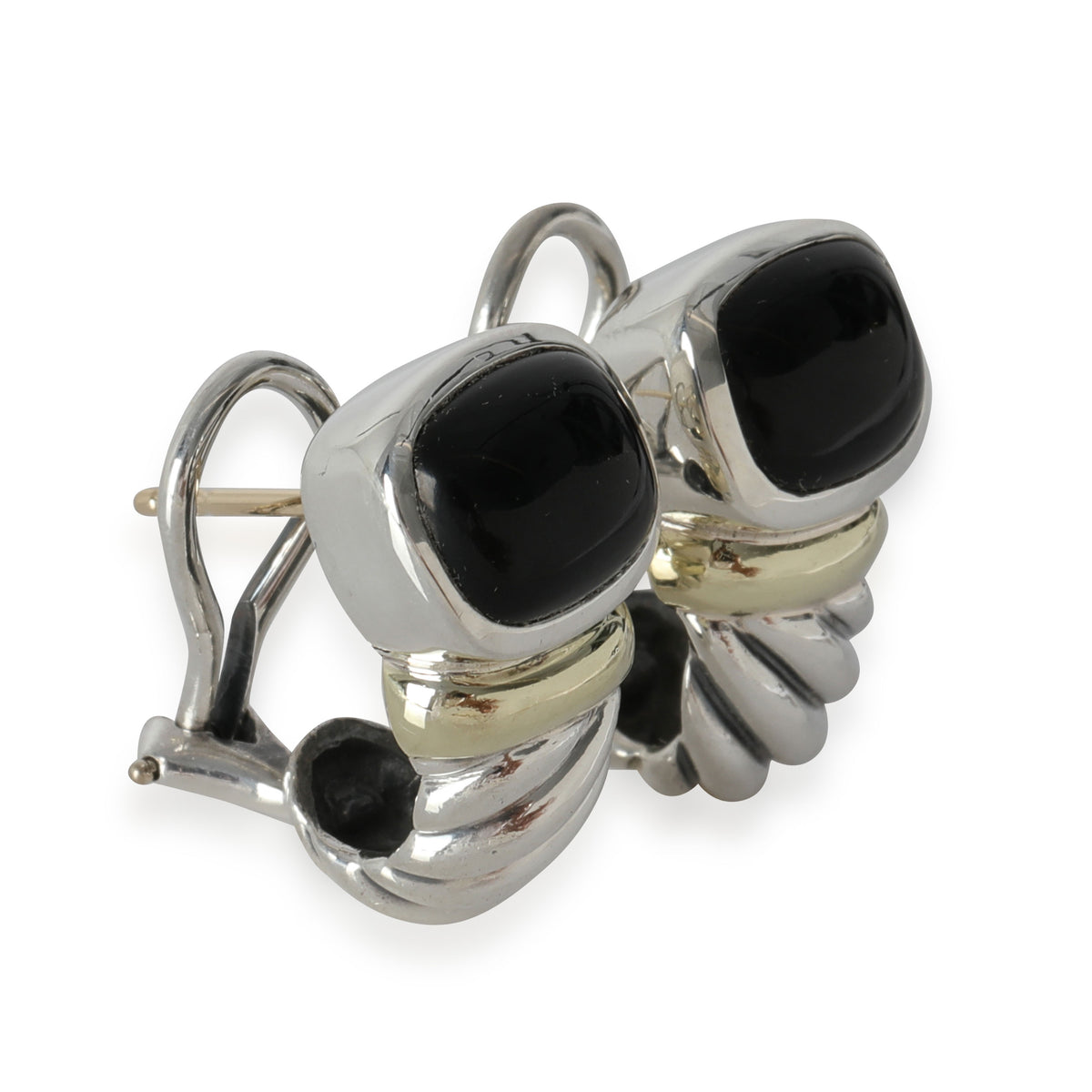 Shrimp Onyx Earrings in 14k Yellow Gold/Sterling Silver